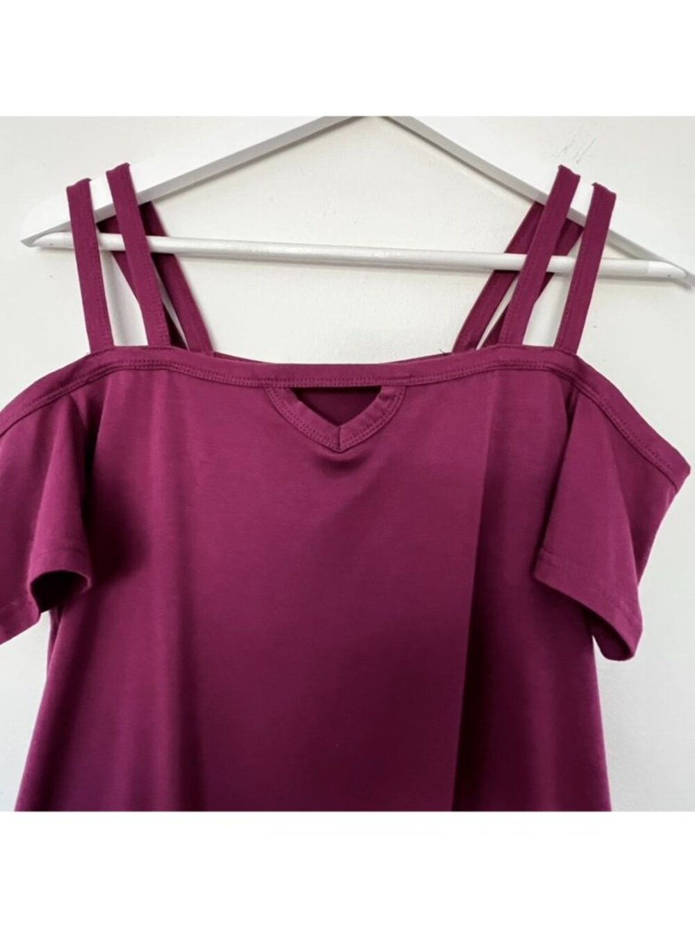Cage Strap Womens Sz M Cold Shoulder Top Boho Soft Grunge Emo Whimisigoth Alt - Picture 3 of 6